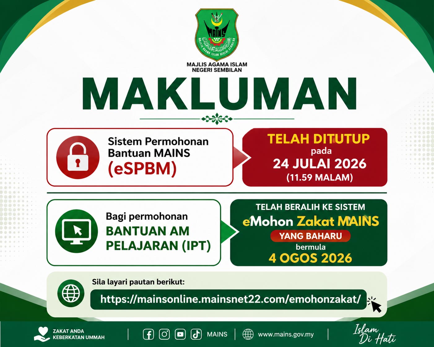 Permohonan Zakat MAINS